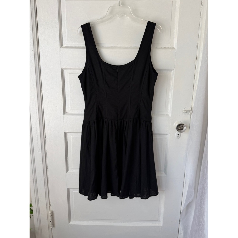Wayf Black Linen Mini Dress Esmeralda A-Line Scoop Neck Sleeveless Party NWT Lg - Picture 10 of 16